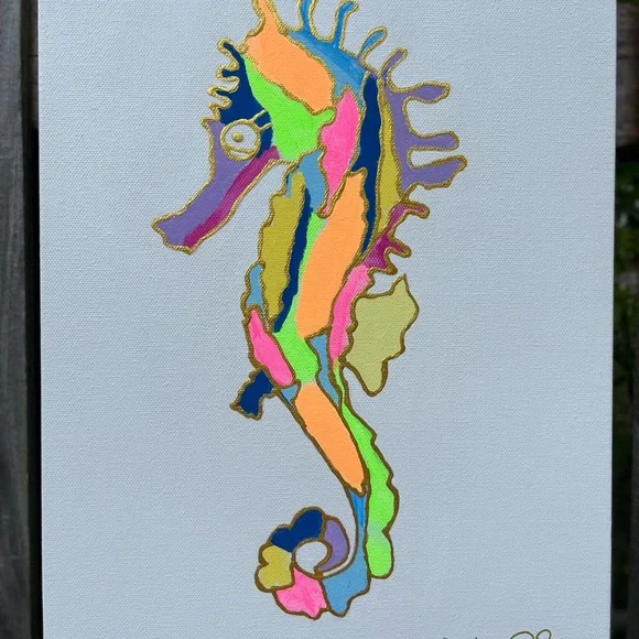 Original Abstract Seahorse Painting